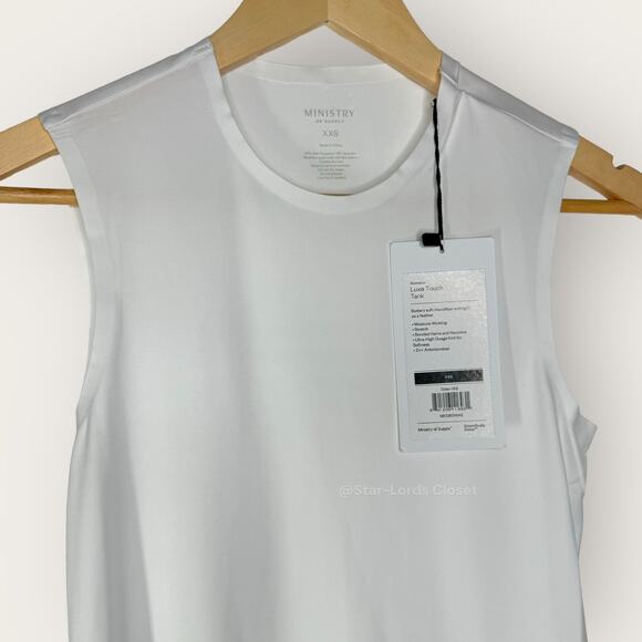 Ministry of Supply Luxe Touch Tank Top | Size XXS | White Crew Neck Soft Girl - Picture 3 of 7